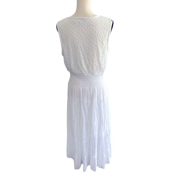 J Gee White Midi Peasant Dress, tired Lace Bodice Boho Size:XL Color: White - Picture 2 of 9